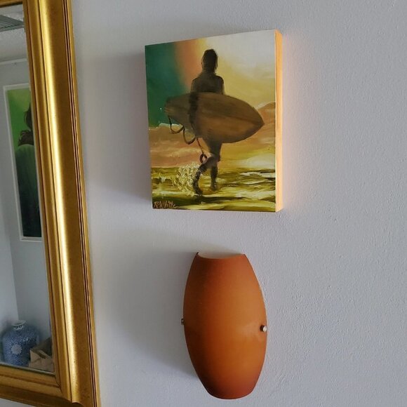 “Surfer“ Original oil painting on Cradled Wood Panel 8"w x 10"h x 1.5"d - Picture 2 of 10